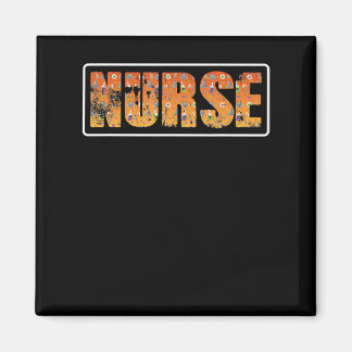 Nurse Halloween Gift With Pumpkin Spider Witch Hat Magneet