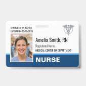 Nurse ID Badge Photo Logo Modern Blue RN Template (Avant)