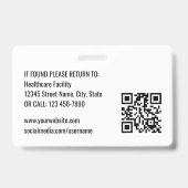 Nurse ID Badge Photo Logo Rabbit Pink Pediatric (Arrière)