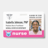 Nurse ID Badge Photo Logo Rabbit Pink Pediatric (Avant)