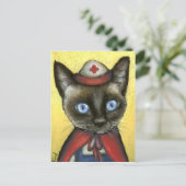 Nurse kat briefkaart (Staand voorkant)