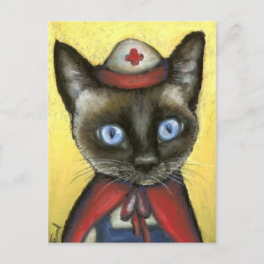 Nurse kat briefkaart (Voorkant)