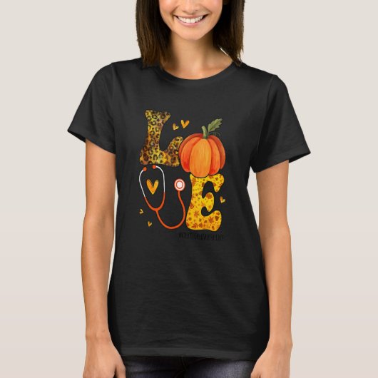 Nurse Leopard Pumpkin Thanksgiving Love Certified  T-shirt (Voorkant)