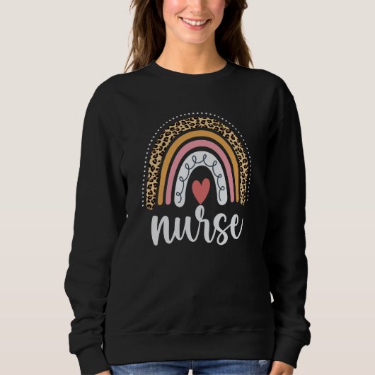 Nurse Leopard Rainbow Funny Nurse Trui (Voorkant)