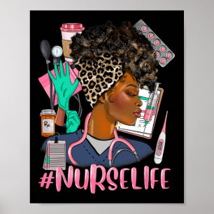 Nurse Life Afro-Amerikaanse zwarte vrouwen Leopard Poster