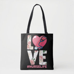 Nurse Life Flower Paramedic Stethoscope Heart Draagtas