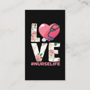 Nurse Life Flower Paramedic Stethoscope Heart Visitekaartje