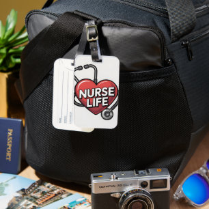 "Nurse Life" Grafisch ontwerp met hart Bagagelabel