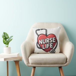 "Nurse Life" Grafisch ontwerp met hart Kussen