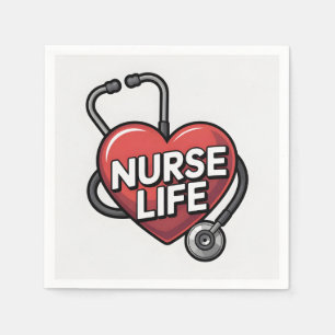"Nurse Life" Grafisch ontwerp met hart Servet
