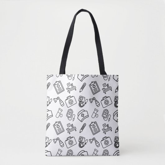 Nurse Life Icon Pattern Tote Bag (Devant)