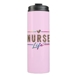 "Nurse Life" in elegante regenboogkleuren Thermosbeker