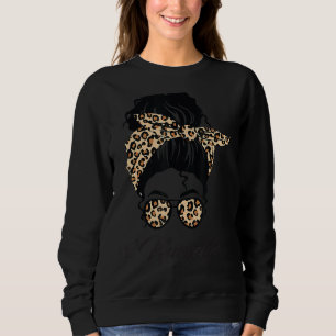 Nurse Life Leopard Messy Bun Hair Glasses Women Nu Trui