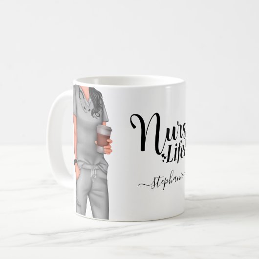 Nurse Life Personnalisée Café Mug (Devant gauche)