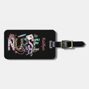 Nurse Life Retro Typografie Schattige Bagagelabel