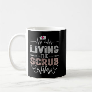 Nurse Living The Scrub Life Heartbeat Stethoscoop Koffiemok