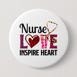 Nurse Love Inspire Heart - Motivatie Nurse Word Ronde Button 7,6 Cm