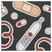 Nurse Love Pattern Black Stof (Close Up)
