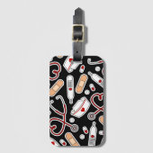 Nurse Love Print Black Background Bagagelabel (Voorkant (verticaal))