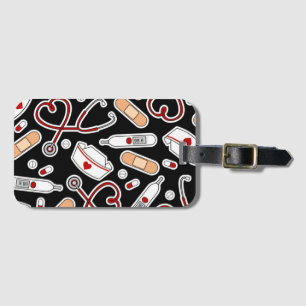 Nurse Love Print Black Background Bagagelabel