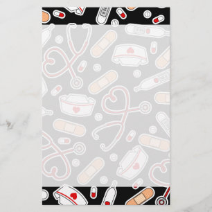 Nurse Love Print Black Background Briefpapier