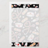 Nurse Love Print Black Background Briefpapier (Voorkant / Achterkant)
