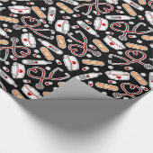 Nurse Love Print Black Background Cadeaupapier (Hoek)