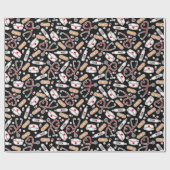 Nurse Love Print Black Background Cadeaupapier (Vlak)