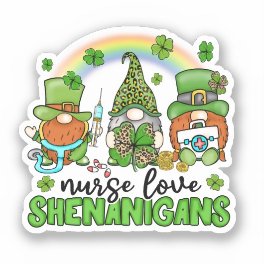 Nurse Love Shenanigans St. Patrick's Sticker (Voorkant)