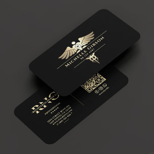 Nurse Medical Doctor Caduceus Elegant Zwart Goud Visitekaartje