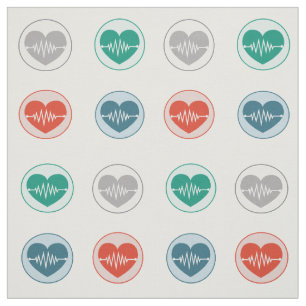 Nurse Medical Love Heart Beat Symbool Patroon Stof