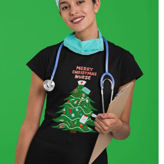 Nurse Merry Christmas Tree T-shirt