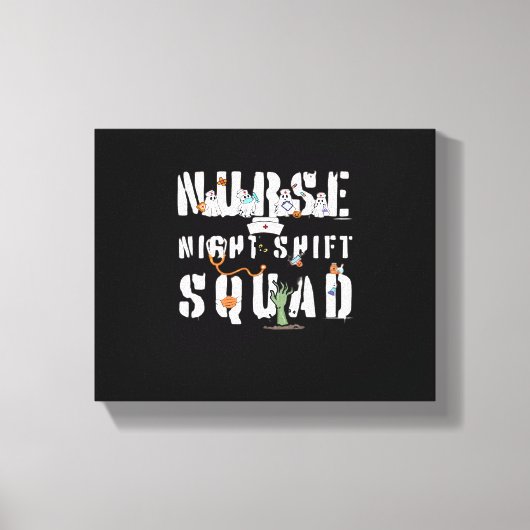 Nurse Night Shift Halloween Squad Classic T-shirt Canvas Afdruk (Voorkant)
