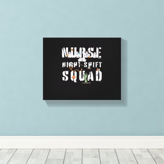 Nurse Night Shift Halloween Squad Classic T-shirt Canvas Afdruk (Insitu (Houten vloer))