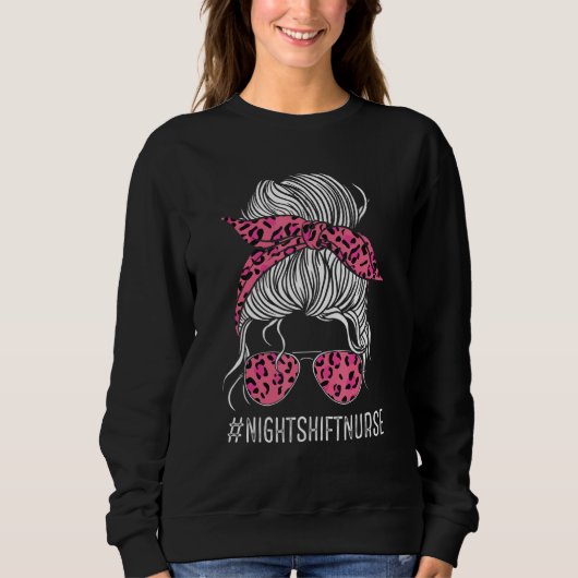 Nurse Night Shift Pink Leopard Nursing Appreciatio Trui (Voorkant)