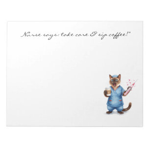 Nurse Notitieblok met Schattigee Cat Holding Coffe