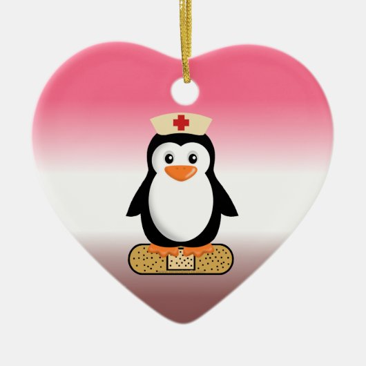 Nurse Penguin (w/Bandaid) Keramisch Ornament (Voorkant)