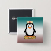 Nurse Penguin (w/Bandaid) Vierkante Button 5,1 Cm (Voorkant /achterkant)