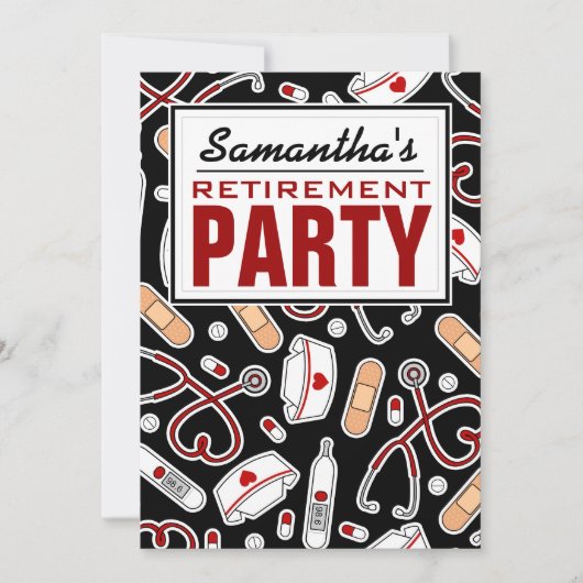 Nurse pensioneringspartij zwart kaart (Voorkant)