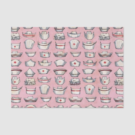  Nurse Petten Roze Patroon Tissuepapier (Voorkant)