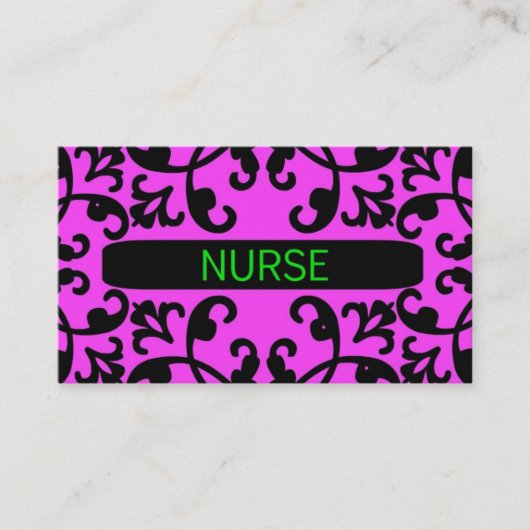 Nurse Pink Damask Carte de visite (Devant)
