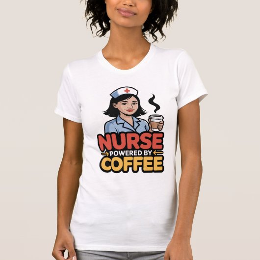 Nurse Powered by Coffee T-shirt (Voorkant)