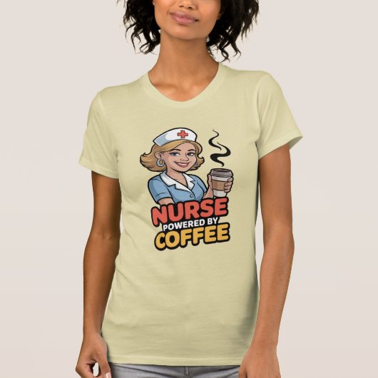 Nurse Powered by Coffee T-shirt (Devant)