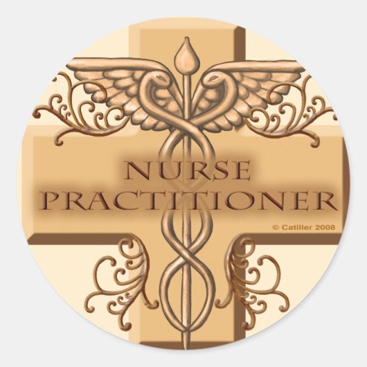 Nurse Practitioner Cross Caduceus Ronde Sticker (Voorkant)