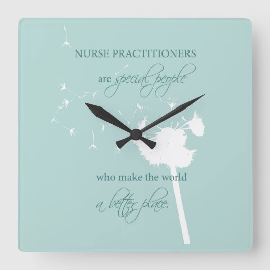 Nurse Practitioner Dandelion Vierkante Klok (Voorkant)
