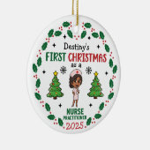 Nurse Practitioner First Christmas Custom Name Keramisch Ornament (Rechts)