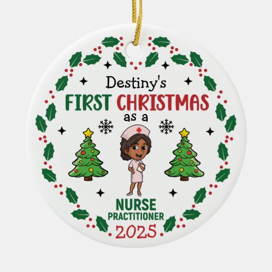 Nurse Practitioner First Christmas Custom Name Keramisch Ornament (Voorkant)