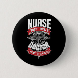 Nurse Practitioner - Hersenen van een arts, hart v Ronde Button 5,7 Cm