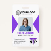 Nurse Practitioner NP Logo Foto & Barcode Badge (Voorkant)
