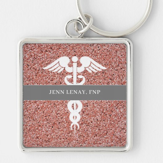 Nurse praktijkgerichte Roos Gold Glitter - Aangepa Sleutelhanger (Voorkant)
